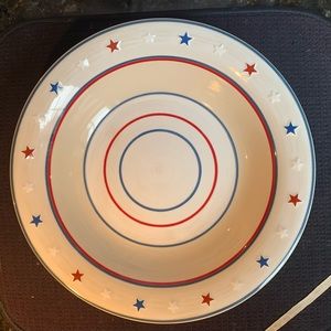 Longaberger 12” white bowl with red, white, blue stars